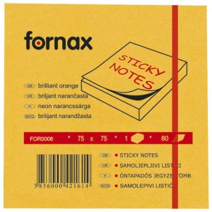 Blok samoljepljiv  75×75 mm  80L Fornax neon-narančasti