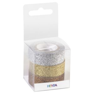 Traka Deco ljepljiva 15mmx3m glitter pk3 Heyda 20-35843 74 sortirano blister