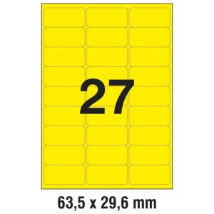 Etikete LK  63,5×29,6 mm pk25L Zweckform L6004-25 neon žute