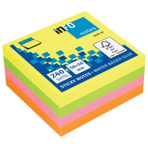 Blok samoljepljiv kocka 50x50mm 240L Global Notes 5658-39 neon sortirano