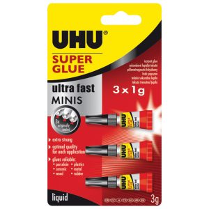 Ljepilo trenutačno  1g pk3 Super glue minis(cianoakrilat) UHU 45415 blister