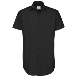 Košulja muška kratki rukavi B&C Black Tie 135g crna 3XL