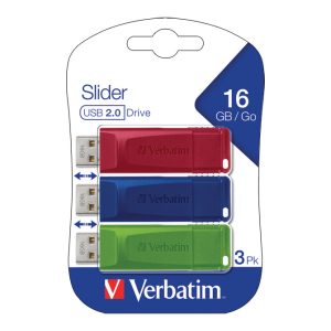 Memorija USB 3x16GB 2.0 Store’n’Go Slider Verbatim 49326 sortirano blister