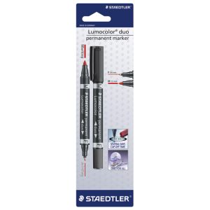 Marker permanentni obostrani 0,6 i 1,5 mm Lumocolor Staedtler 348-9 BKD crni blister