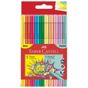 Flomaster školski  10boja Grip neon+pastel Faber-Castell 155312 blister