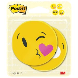 Blok samoljepljiv oblik Emoji 79x79mm 2x30L Post-it 3M.žuti blister