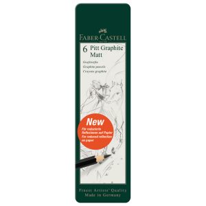 Olovka grafitna pk6 u metalnoj kutiji Pitt graphite matt Faber-Castell 115207