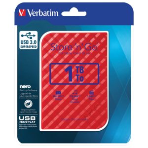 Hard disk 2.5″     1TB USB 3.0 – 3D surface Verbatim 53203 crveni blister