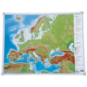 Mapa stolna Europe obostrana 64×49 cm plastificirana Trsat 1873