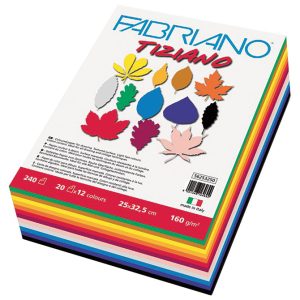 Papir u boji 25×32,5 cm 160g pk240 Tiziano Maxipack Fabriano sortirano