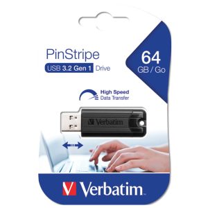 Memorija USB 64GB 3.0 PinStripe Verbatim 49318 crni blister