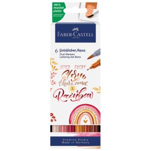 Marker obostrani akvarel  6boja Lettering BoHo Goldfaber Faber Castell 164518 sortirano blister