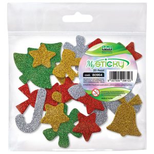 Naljepnice ukrasne glitter Moosgummi Božić pk20 Lebez 80964 sortirano blister