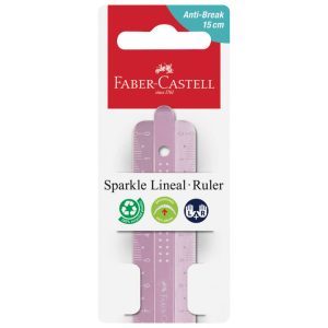 Ravnalo pvc 15cm Sparkle Faber-Castell 172015 sort blister