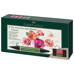 Marker obostrani Pitt artist 5boja Flowers india ink Faber Castell 162007 sortirano