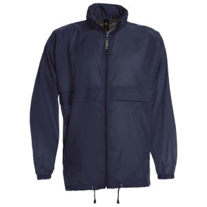 Vjetrovka s kapuljačom zip unisex B&C Sirocco tamnoplava M