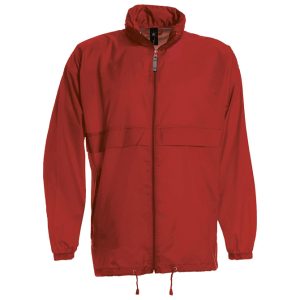 Vjetrovka s kapuljačom zip unisex B&C Sirocco crvena M