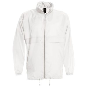 Vjetrovka s kapuljačom zip unisex B&C Sirocco bijela L