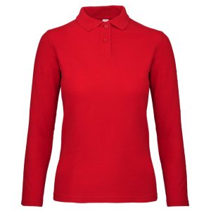 Majica dugi rukavi polo B&C ID.001 LSL/women 180g crvena L