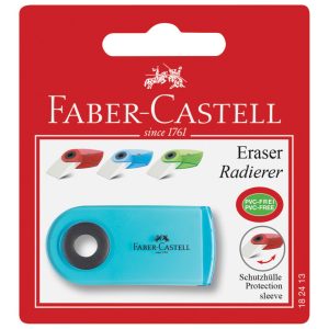 Gumica plastična Sleeve Mini Faber-Castell 182413 bijelo/prozirno sortirano blister