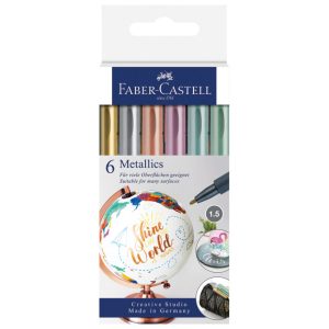 Marker permanentni 1-2mm Metallic pk6 Faber-Castell 160706 sortirano blister