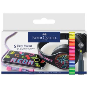 Marker permanentni 1-2mm Neon pk6 Faber-Castell 160806 sortirano blister