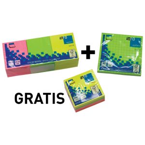 Blok samolj.kocka 50x50mm +Blok samolj.40x50mm + GRATIS  Blok samoljepljiv  75x75mm  neon GLN.